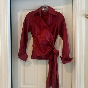 Ann Taylor taffeta silk wrap shirt